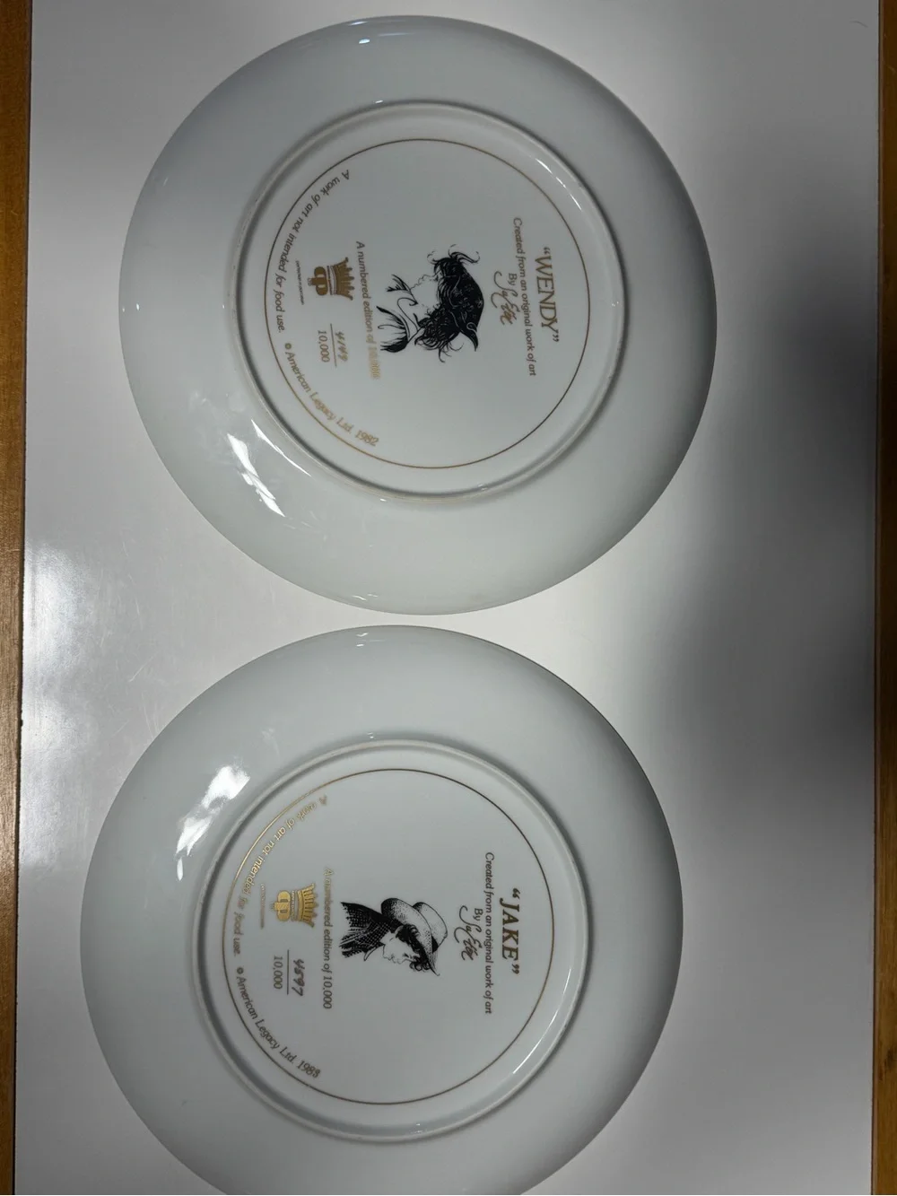 Vintage 1982/1983 American Legacy Su Etem Collector Plates Wendy & Jake Set